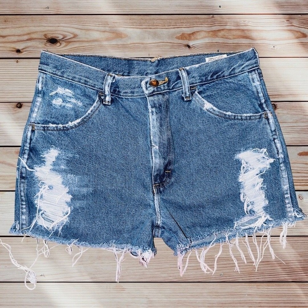 M1 Rustler cutoff jean shorts denim women's size‎ 10 12 distressed